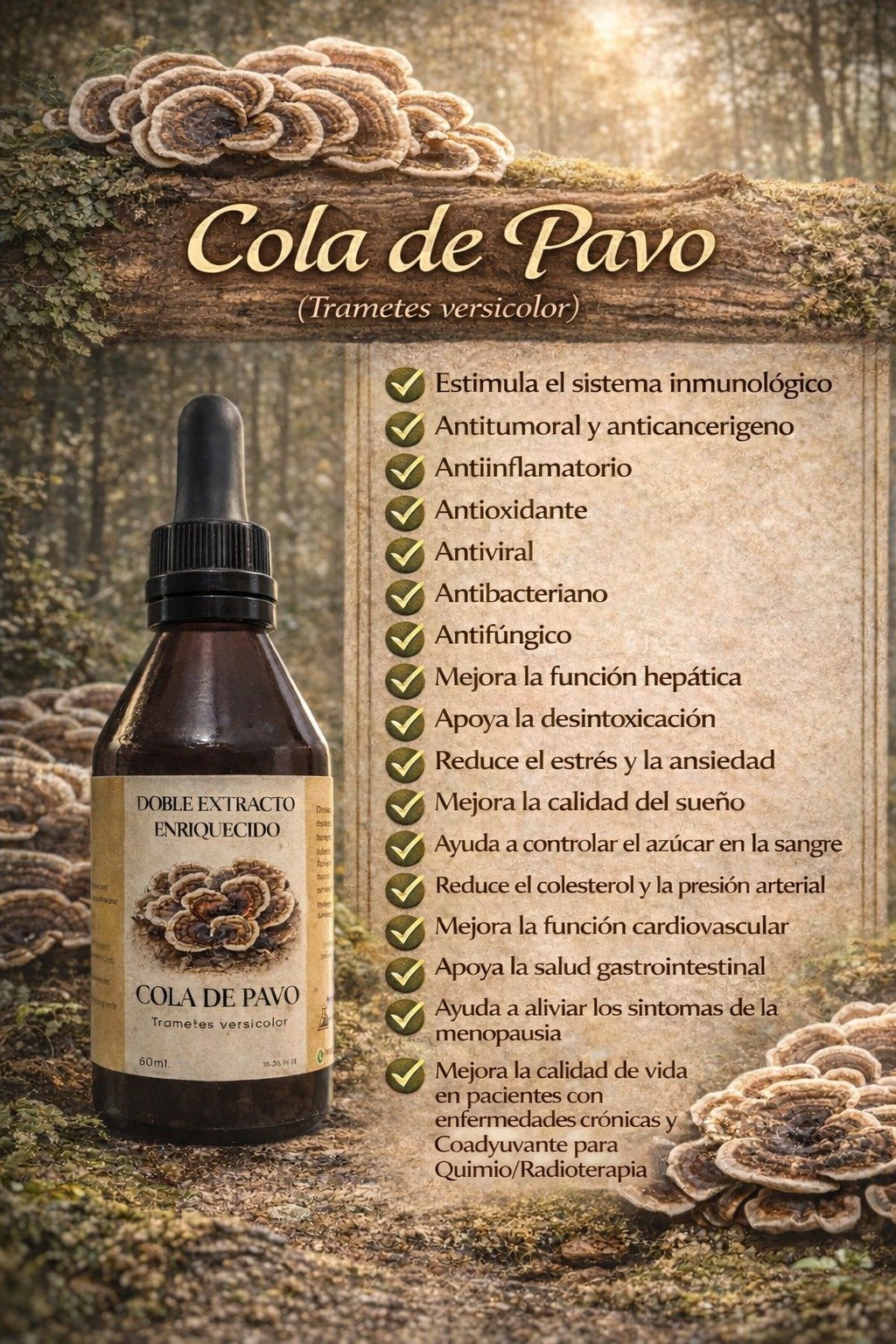 Cola de Pavo (Trametes Versicolor)